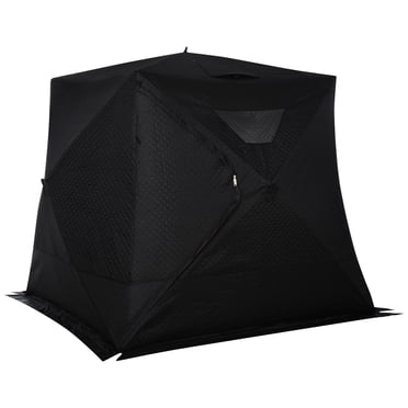 Outsunny 4-Person Insulated Ice Fishing Tent, Portable Ice Fishing Shelter with Ventilation Windows, Carry Bag, Two Doors and Anchors for Low-Temp -22℉