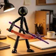 CaiYueKe Multi Joint Articulated Stick Figure Toy Action Figure with 7 Weapons DIY Poseable Model for Creative Play Collectible Figurine with Dynamic Moves and Durable Plastic Construction