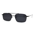thumbnail image 3 of Mens Old School Double Bridge Narrow Rectangle Metal Rim Sunglasses All Black, 3 of 4