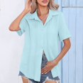 thumbnail image 2 of Birdeem Fashion Woman Causal Button Solid Blouse Short Sleeve T-Shirt Summer Tops, 2 of 12