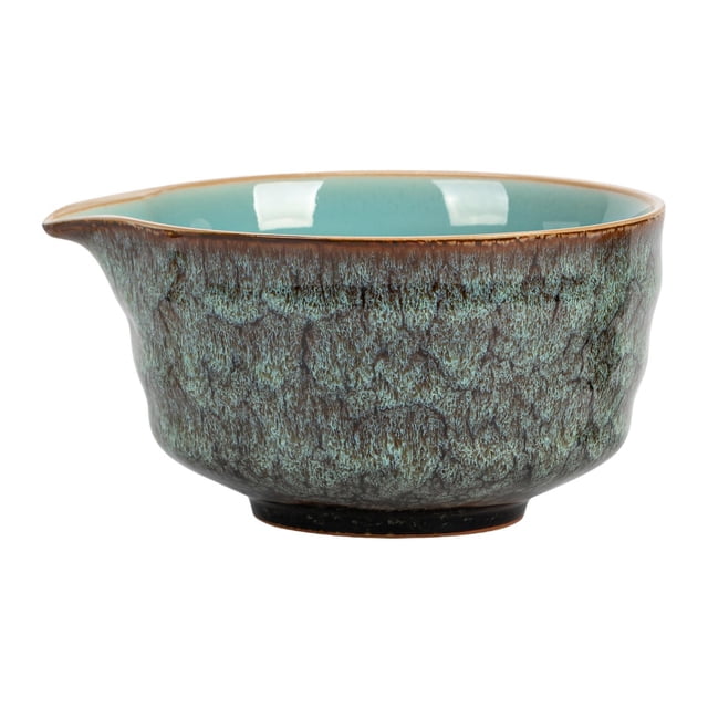 Tnarru Ceramic Matcha Tea Bowl Traditional Porcelain Tea Bowl for Kitchen Tea House Ligth Green