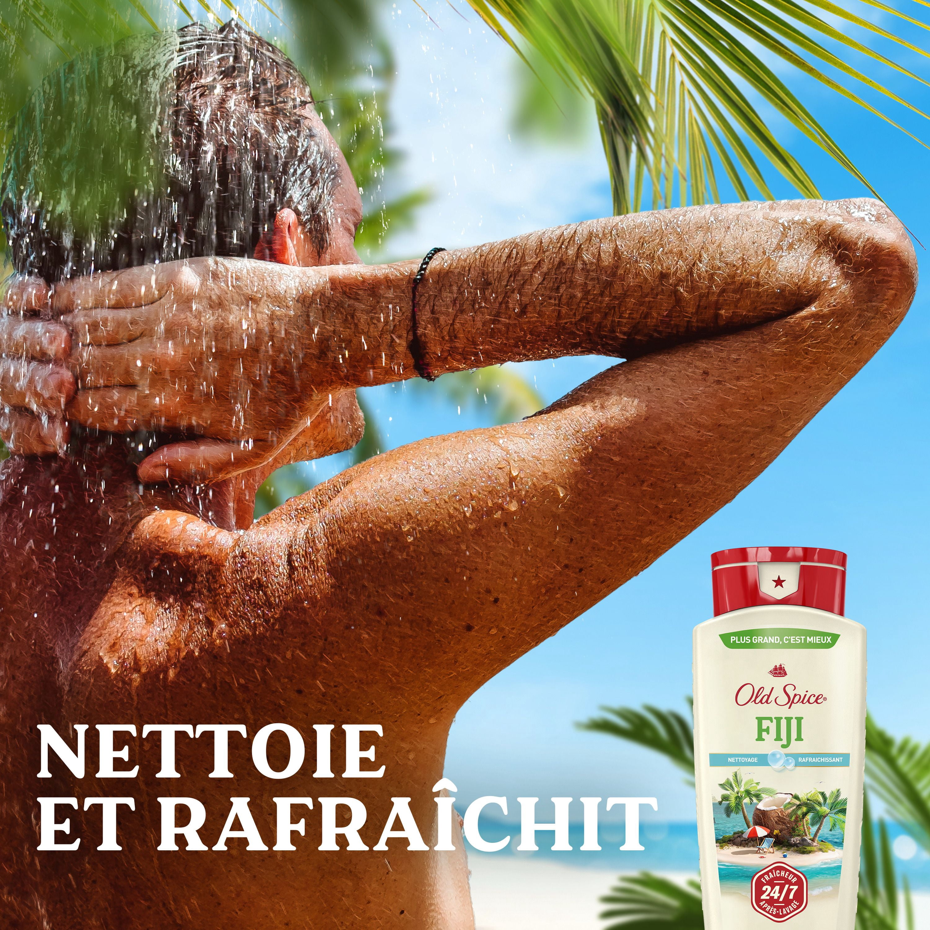 Old Spice Men's Body Wash, Fiji Scent, 24/7 Shower Fresh, Long Lasting Scent
