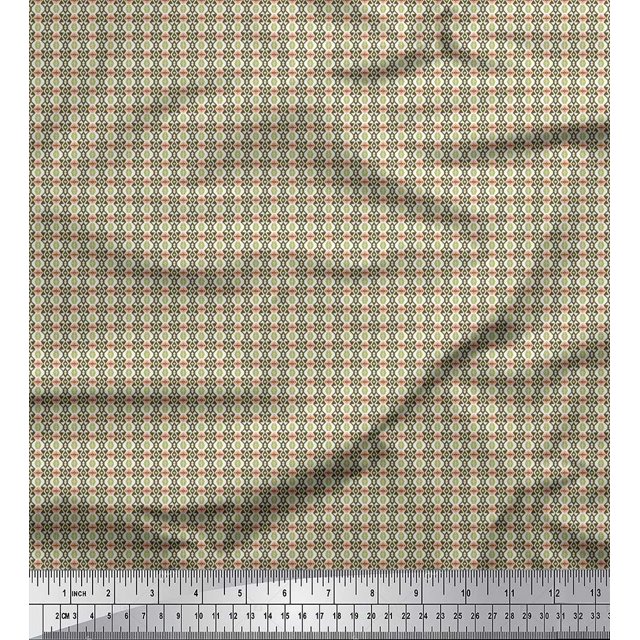 Soimoi Crepe Silk Fabric Geometric Small Fabric Prints by Yard 42 Inch Wide