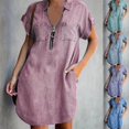 thumbnail image 1 of Gspmoly Robes d'Été pour Femmes, Robe Mi-Mollet Ample à Manches Courtes Unie avec Fermeture Éclair pour Femmes, Robes de Mariage pour Femmes en Liquidation, 1 of 7