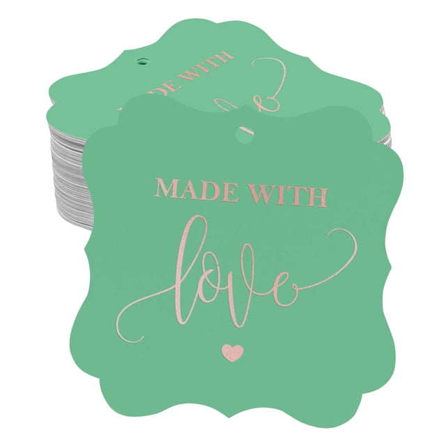 Inkdotpot Real Rose Gold Foil Made With Love Wedding Tags Favor Bracket Shape Hang Pack Of 50 Paper Tags
