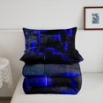 thumbnail image 4 of YST Royal Blue and Black Comforter Set Twin,3D Geometric Checkered Bedding Set for Boys Girls,Abstract Neon Square Comforter Set Reversible,Stereoscopic Geometry Grid Quilt Bed Set 2Pcs, 4 of 5