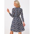 thumbnail image 4 of INSPIRE CHIC Robe Midi à Manches Longues Évasée à Col en V à Imprimé Floral pour Femme, 4 of 5