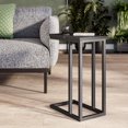 thumbnail image 1 of CorLiving Fort Worth Engineered Wood Narrow Rectangular Top Indoor Side Table with C-Shaped Steel Base, Black Marbled, 1 of 5