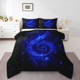 thumbnail image 1 of Musical Note Comforter Set,Fashion Romantic Glitter Music Theme Bedding Set for Adults Living Room,Starry Blue Sequins Print (Not Real) Chic Quilt Set 3 Pcs with 2 Pillowcases,King, 1 of 6