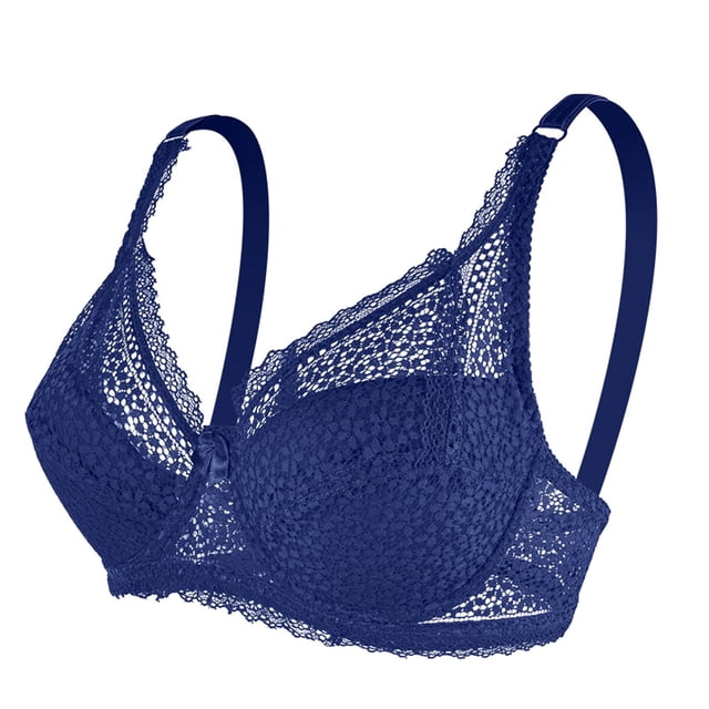 MIASHUI Bras for Women Underwire Bra Lace Floral Bra Unlined Unpadded Plus Size Full Coverage Bra