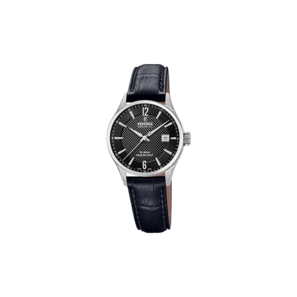 Festina F20009/4 Montre en Cuir Fabriquée en Suisse, Noire