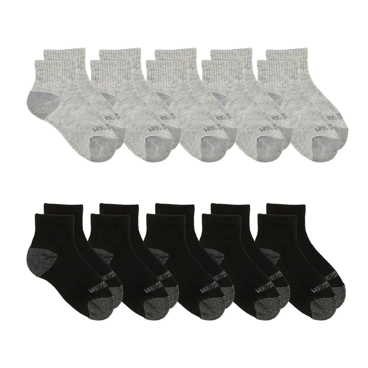 Chaussettes mi-mollet Fruit of the Loom pour garçons, paquet de 10, Dual Defense, coussinées, évacuation l’humidité, contrôle des odeurs, couleurs assorties