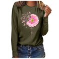 thumbnail image 1 of Fridja Haut Femme Cancer du Sein Décontracté Manches Longues Col Rond Chandail en Molleton Pull Blouse, 1 of 4