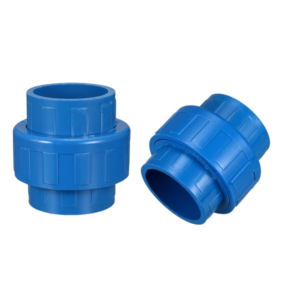 Unique Bargains 40mm x 40mm,PVC Pipe Fitting,Union Solvent Socket Quick Connector Blue 2pcs
