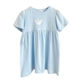 thumbnail image 1 of Robes pour Petites Filles Enfants Tout-Petits Filles Été Mignonne Imprimé Floral Col Rond Manches Courtes Robe Décontractée Robe Fille Bleu 4 Ans-5 Ans, 1 of 3