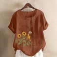 thumbnail image 1 of SMihono Hauts pour Femmes Été Chic Décontracté T-Shirt d'Été pour Femmes Surdimensionné Décontracté Col Rond Manches Courtes Imprimé Floral Chemise Ample Hauts Grande Taille T-Shirt, 1 of 5