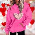 thumbnail image 2 of Plebaso Sweat à Capuche Imprimé Cœur pour Femmes, Manches Longues, Pull Ample avec Poches, 2 of 5