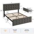 thumbnail image 2 of Bed Frame with 4 Storage Drawers and Adjustable Headboard, Upholstered Mattress Foundation with Skin-Frienly Linen, No Box Spring Needed, Dark Grey (Full), 2 of 9