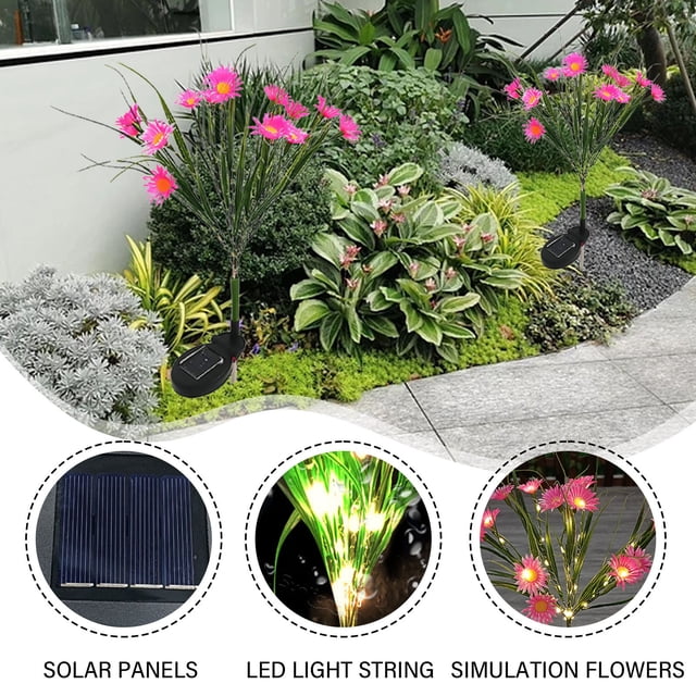 Boovnll Solar Garden Lights, Forty-Two LED Daisies Lights, For Yard, Gardens Decor