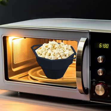 Suncoda Silicone Popcorn Bucket, Food Grade Silicone Popcorn Bowl High Temperature Resistants Foldable Microwave Popcorn Bucket with Lid