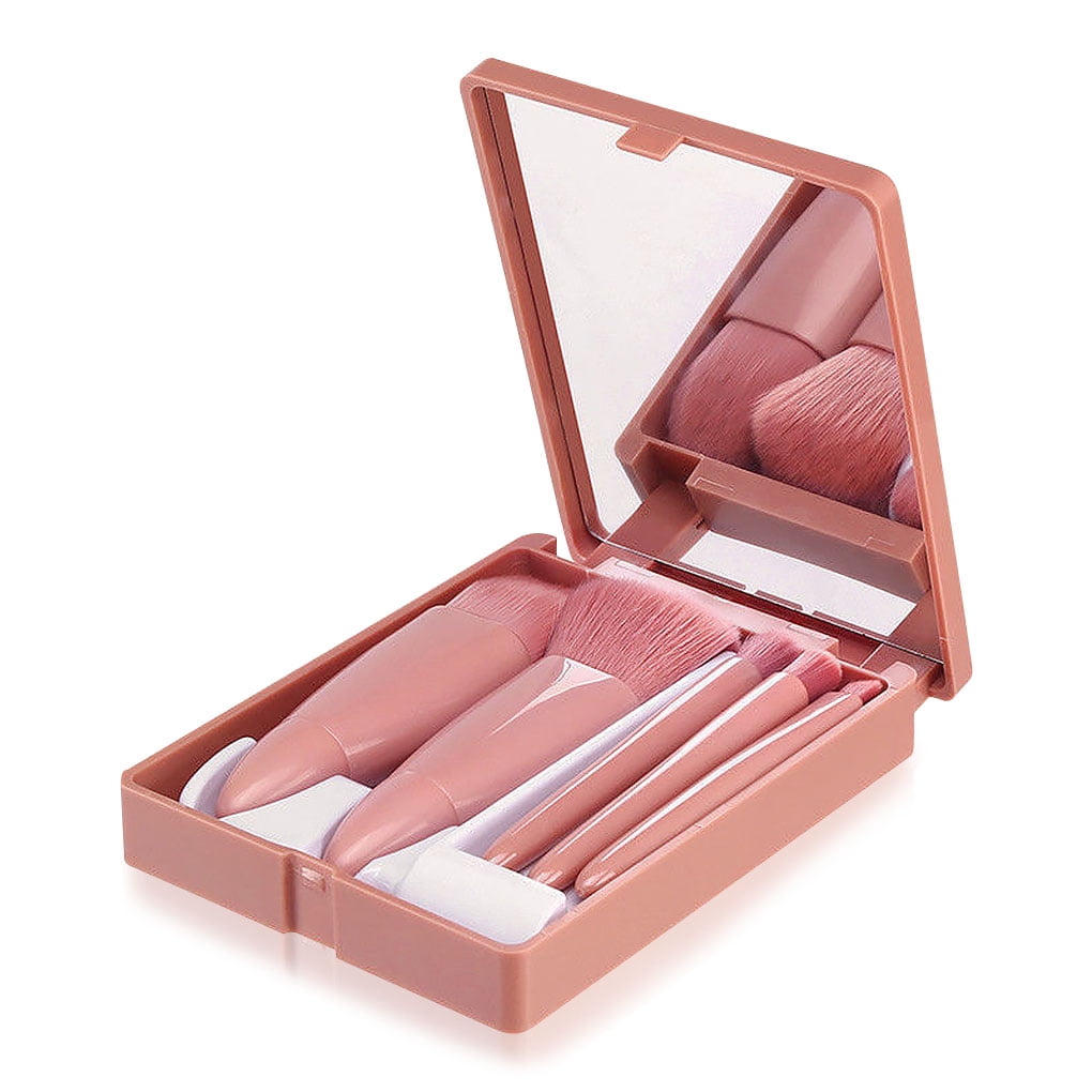 5 Pcs Makeup Brushes with Mirror Powder Foundation Make Up Brush Cosmetics
