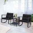 thumbnail image 2 of Costway 3PCS Patio Rattan Furniture Set Rocking Chairs Cushioned Sofa Black, 2 of 9