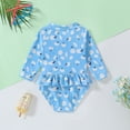 thumbnail image 3 of Kid Girl Rash Guard Swimsuits Striped Ruffle Sun Protection Long Sleeve Girls Bathing Suit Size 4-5 Years, 3 of 3