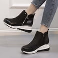 thumbnail image 5 of Bottes Rétro Unies pour Femmes à Empiècements, Semelle Épaisse, Talons Hauts, Bout Rond, Bottes Décontractées, 5 of 5