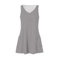 thumbnail image 3 of Besolor Robe d'Été pour Femmes à Col en V Sans Manches, Robe Décontractée Trapèze de Plage Courte avec Poches, 3 of 5