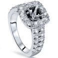 thumbnail image 1 of 1ct Cushion Halo Engagement Ring Setting 14K White Gold Semi Mounting, 1 of 4