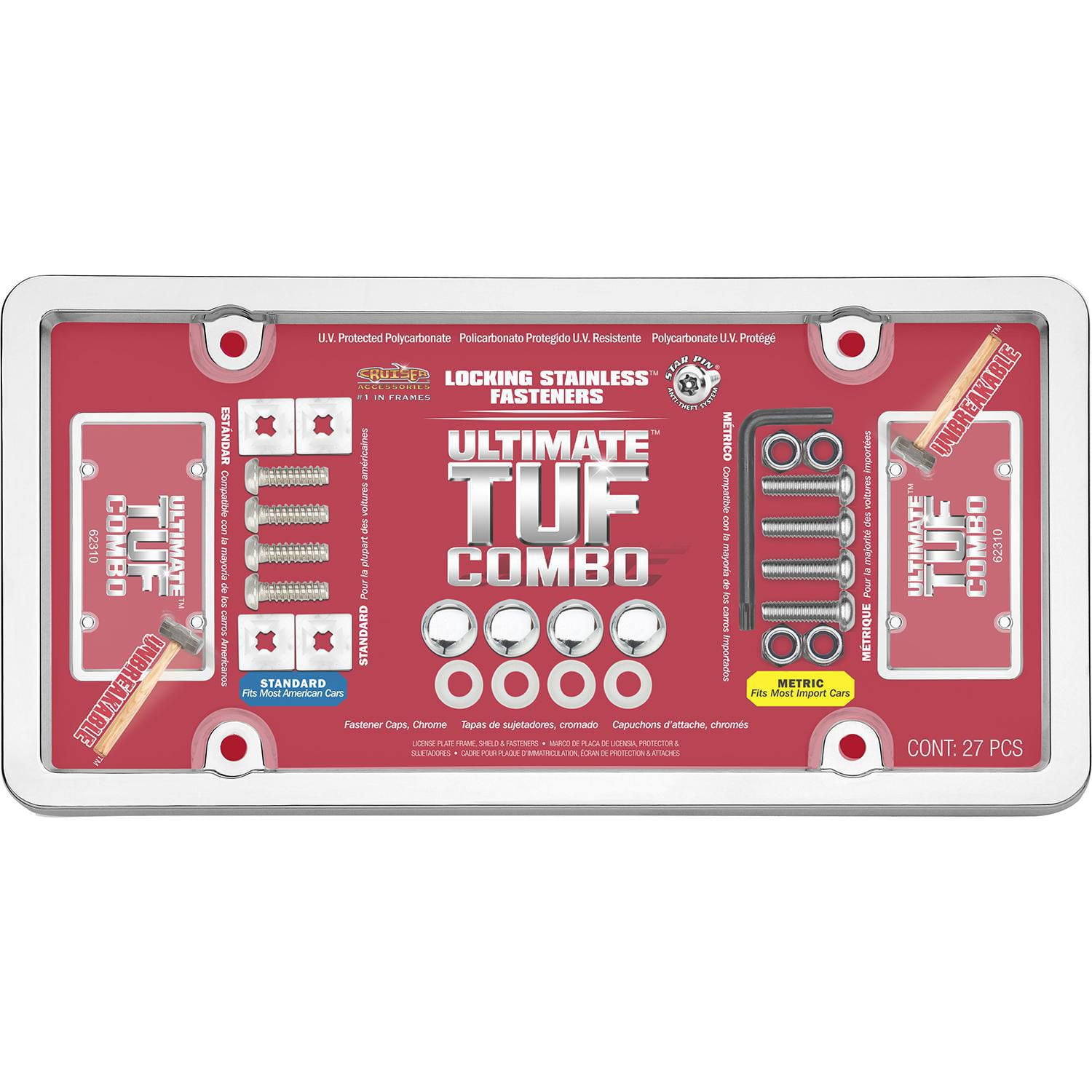 Cruiser Accessories, écran de plaque d’immatriculation chrome/clair Tuf Combo ultime