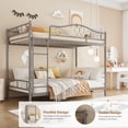 thumbnail image 3 of Bunk Bed Twin Over Twin with Ladder & Full Safety Guardrail, Heavy Duty Metal 400 LBS Weight Capacity, Space-Saving Design, Noise Free & No Box Spring Needed, Easy Assembly, 3 of 7