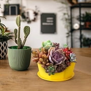 UsRHHA Resin Plastic Flower Pot With Base, 20cm Large Planter For Balcony Potted Plants, Imitation Ceramic Decorative Pot For Indoor Outdoor