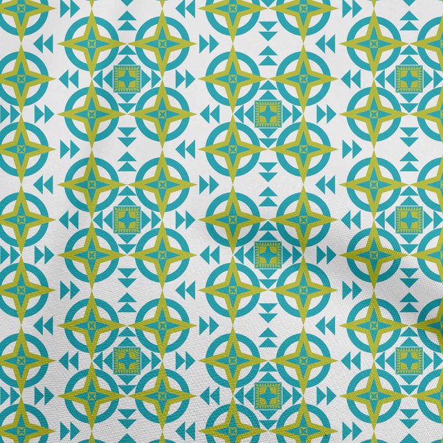 oneOone Georgette Viscose Green Fabric Geometric Fabric For Sewing Printed Craft Fabric By The Yard 42 Inch Wide