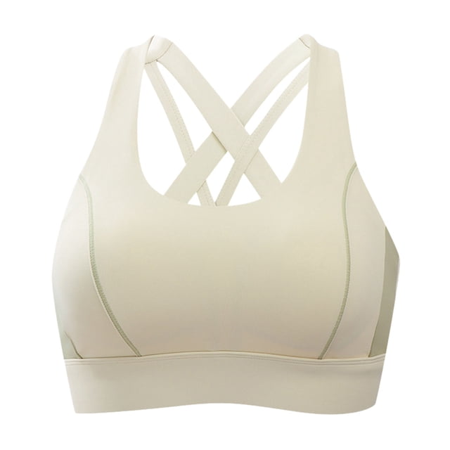 FhsagQ Bra Fishnet Bras for Women Sets Women's Color Block Wireless Sports Bra with Fixed Cups Back Design for Chest Support and Side Control Women Bras Cosplay Yellow M
