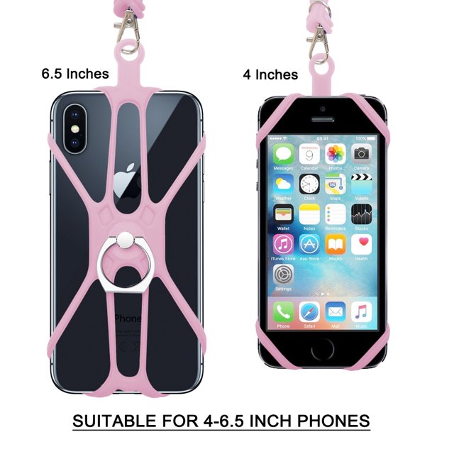 2 In 1 Mobile Phone Silicone Lanyard Strap Case Holder With Detachable Neck Strap For Smartphones