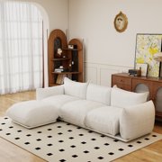 103.93" L Shaped Modular Sectional Sofa, Deep Seat Chenille Couch, Convertible Living Room Furniture for Apartment, Beige Couch