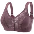 thumbnail image 1 of Bocqde Ladies Front Button Closure Bralettes Solid Breathable Gathering Push Up Bras Plus Size Wireless Soft Support Full Coverage Bras, 1 of 9