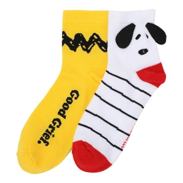 Peanuts Snoopy with 3D Ears and Charlie Brown Good Grief 2 Pack Womens Juniors Crew Socks