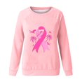 thumbnail image 4 of QATAINLAV Chandail de Sensibilisation au Cancer du Sein Femmes Chemises Ruban Rose Décontracté Col Rond Chandail à Enfiler Hauts Extérieur Blouse à Manches Longues Prime Rose TG, 4 of 5