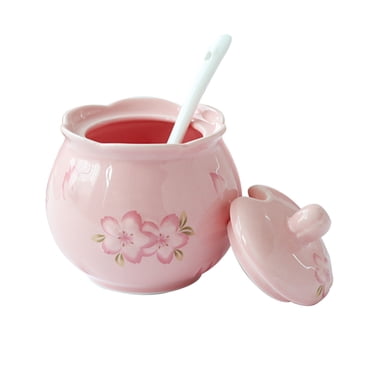 Ceramic Sugar Bowl With Lid And Milk Jug, Cream And Sugar Pot, Creamer Jug Sugar Jar, Coffee Serving Set, Cream Pitcher-Pink-Sugar Bowl