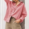 thumbnail image 2 of Timegard Long Sleeve Shirts for Women Cotton Linen Lightweight Button up Tops Blouse Fall Solid Color, 2 of 5