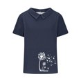 thumbnail image 4 of Jsaierl Chemises en Lin d'Été pour Femmes Imprimé Pissenlit Col à Revers Manches Courtes Blouses Simples Décontractées Polyvalentes, 4 of 4