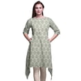 thumbnail image 1 of Bimba Kurti Asymétrique Blanche à Imprimé Floral en Blocs pour Femmes Robe d'Été Indienne Tunique Moyen, 1 of 6