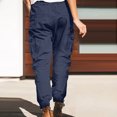 thumbnail image 2 of Clearance-Sale Legging with Pocket for Women Solid Color Plus Casual Leggings Drawstring Stretchy Low Waist Ruched Womens Sweaterpants Multiple Pocket Softy Work Pants for Women Weekly-Deals（Navy,3XL）, 2 of 8