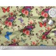 thumbnail image 3 of Soimoi Moss Georgette Fabric Leaves, & Peony Floral Decor Fabric Printed Yard 42 Inch Wide, 3 of 3
