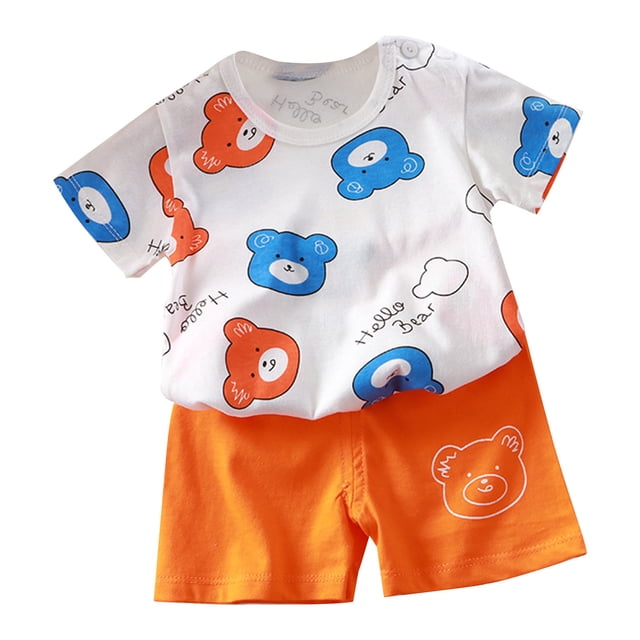 Chemises pour Filles, Vêtements d'Intérieur d'Été pour Enfants Col Rond Manches Courtes Shorts Ensemble Deux Pièces