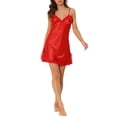 thumbnail image 1 of Unique Bargains Camisole de Lingerie en Satin pour Femme, Rouge, P, 1 of 6