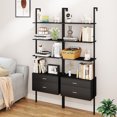 thumbnail image 2 of Gymax 2 PCS Ladder Bookshelf w/ Storage Wall Mount Bookcase w/ 4 Open Shelves Black, 2 of 10