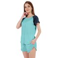 thumbnail image 4 of Inkmeso Solid 2 Pc Nightwear Set For Women Raglan Sleeves Button-Down Top & Shorts Sleepwear-77, 4 of 7